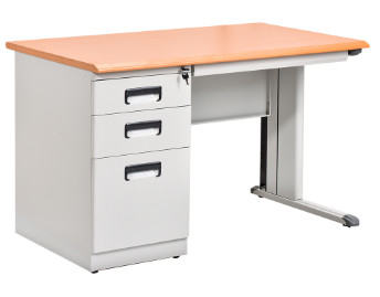 Perabot kantor sekolah baja logam kayu MDF 25mm meja komputer meja kokoh dengan laci kabinet